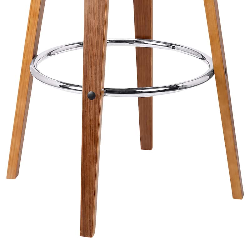 Brown Faux Leather Swivel Counter Height Bar Chair with Iron Frame and Footrest