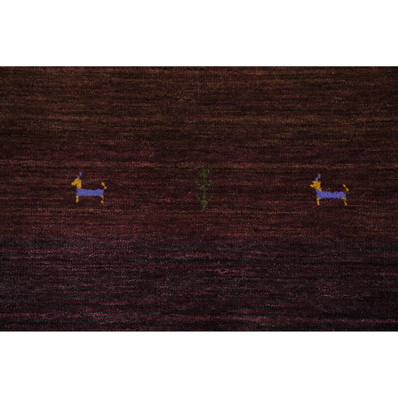 Hand Knotted Oriental 100% Wool Carpet Tribal Animal Pictorial Red Gabbeh Area Rug - 11' 7'' X 8' 2''