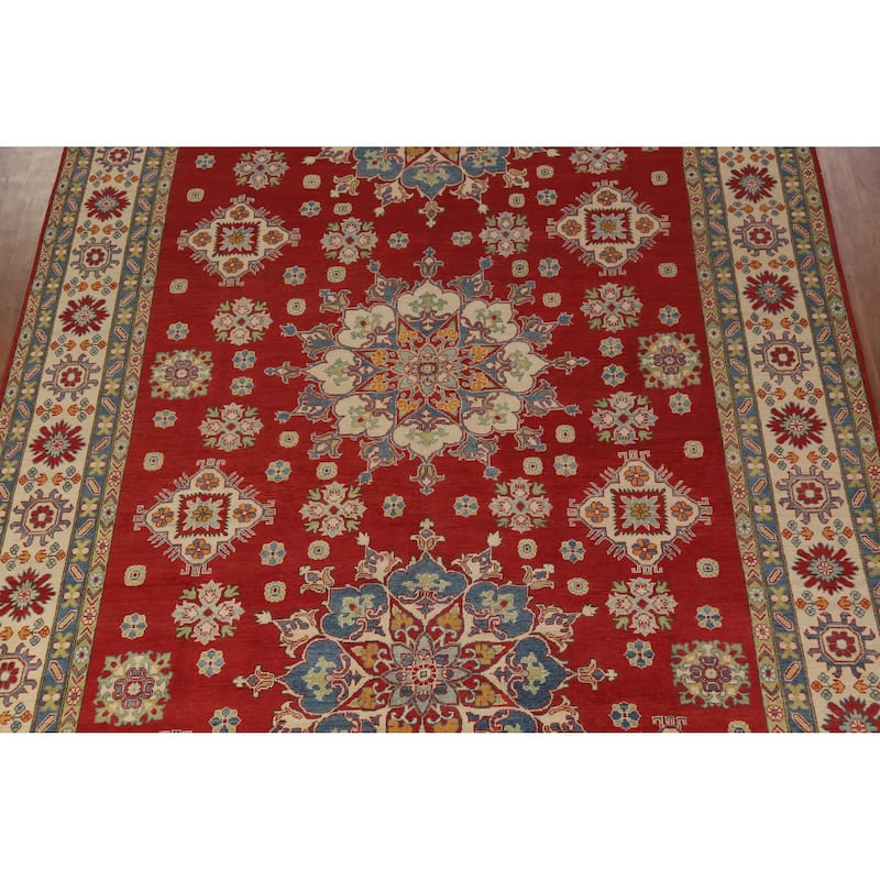 Hand Knotted Oriental 100% Wool Carpet Traditional Geometric Red Kazak Area Rug - 15' 10'' X 9' 9''