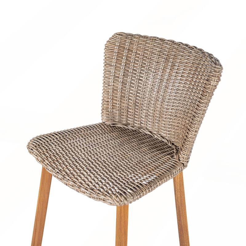 Outdoor Bar Stool with Wicker Set of 2