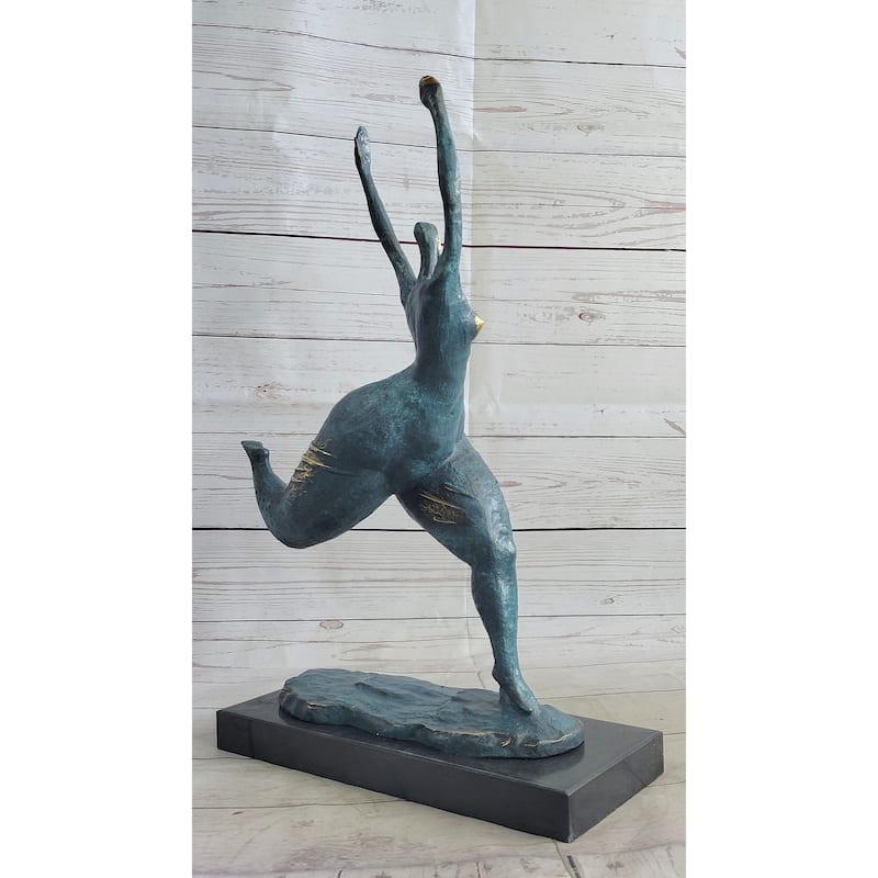 Modern Art Running Dancing Curvy Woman Bronze Figure Statue Sculpture 18 Inches X 14 Inches