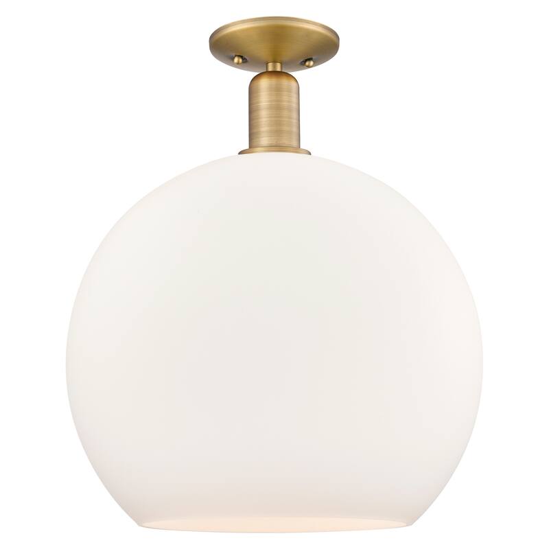 Innovations Lighting Endless Possibilities Arcadia - Athens - 1 Light 14" Semi-Flush Mount - Brushed Brass/Matte White