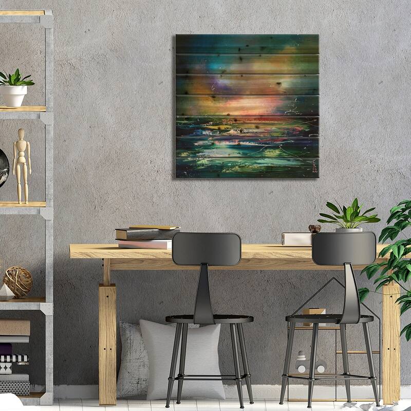Sea Twilight Print On Wood by KuptsovaArt - Multi-Color