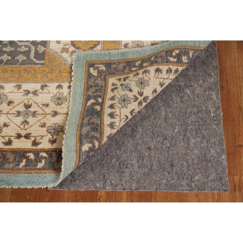 Hand Knotted Oriental 100% Wool Carpet Traditional Geometric Navy Blue & Blues Kazak Area Rug - 9' 9'' X 6' 7''