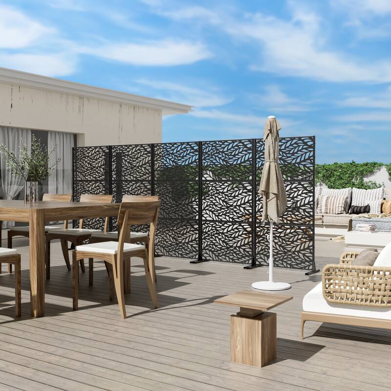 Dovelina 6ft.Outdoor Freestanding Metal Privacy Screen Decorative Garden Fence - 72"x35"