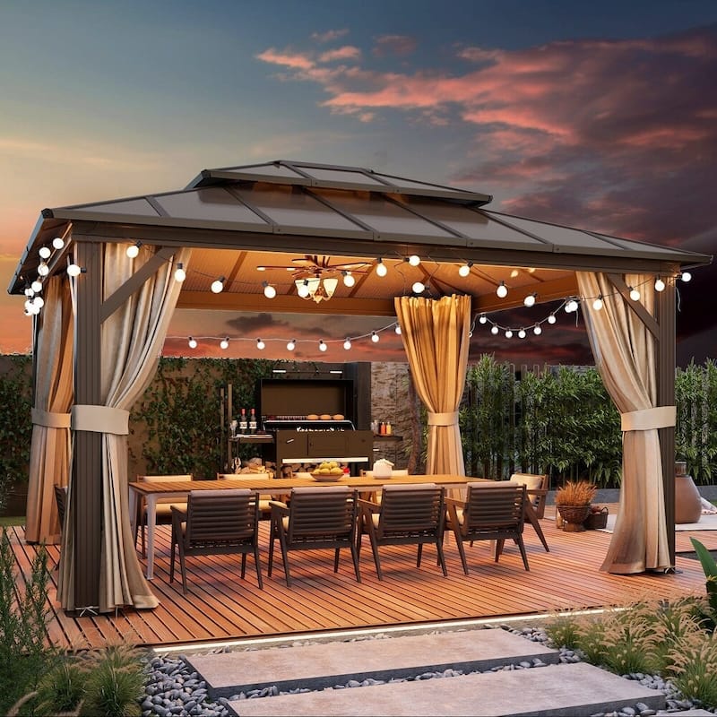 Outdoor Premium Wood Gazebo with Double Hardtop Roof | Durable & Elegant Outdoor Pergola for Backyard, Patio & Garden