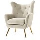 preview thumbnail 28 of 141, Eusebio Tufted Velvet Accent Chair with Wingback, Arms, and Metal Gold Legs for Living Room or Bedroom by HULALA HOME