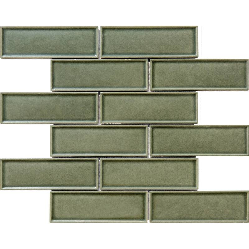 Century 2" x 6" Brick Porcelain Mosaic Tile - 5 Sheets (4.95 sf) - Green
