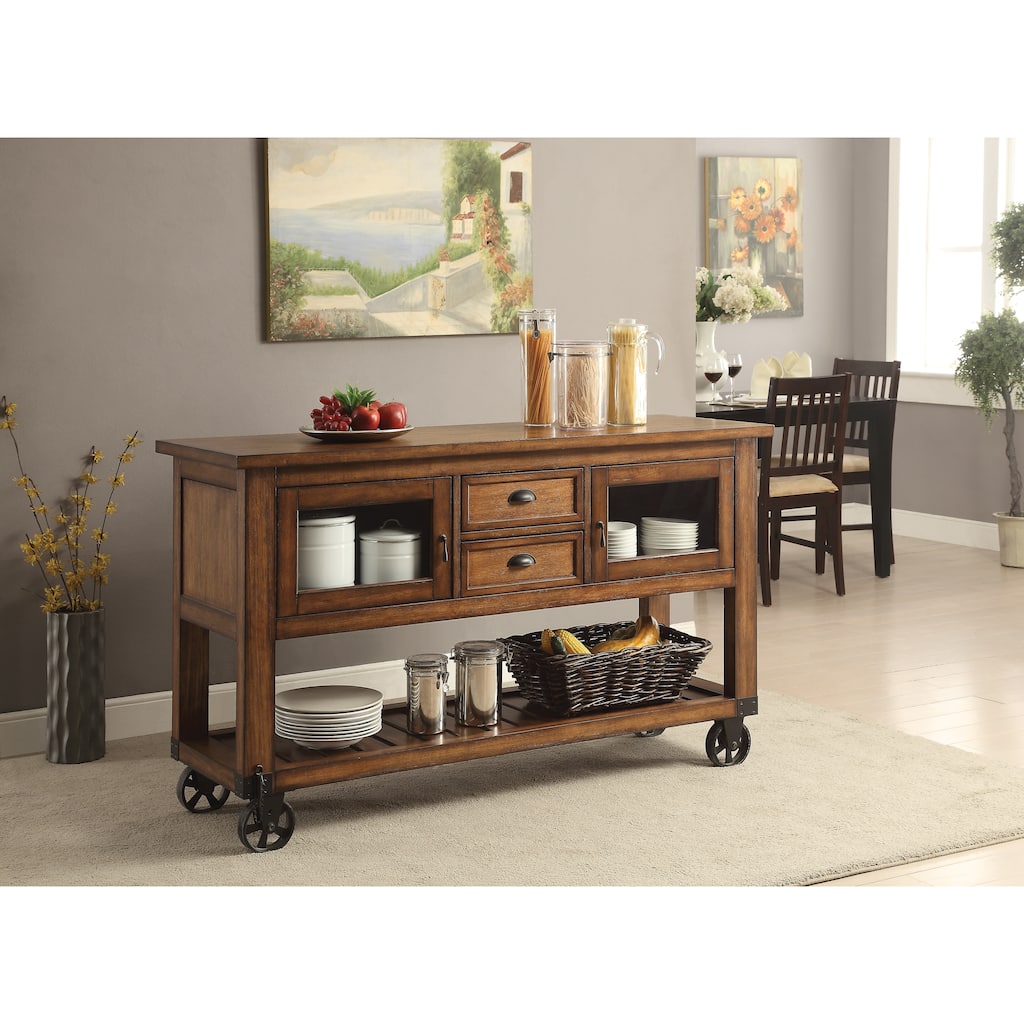 Kadri Distressed Chestnut Finish Kitchen cart