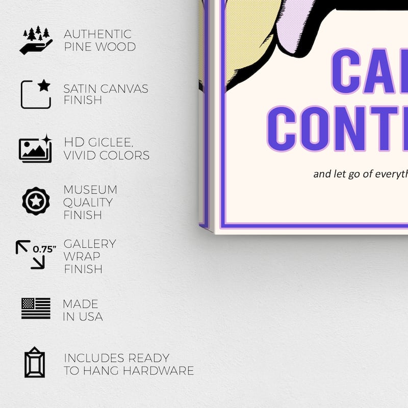 Wynwood Studio Canvas Typography and Quotes Focus on Control Purple and Vanilla Modern & Contemporary Wall Art Canvas Print