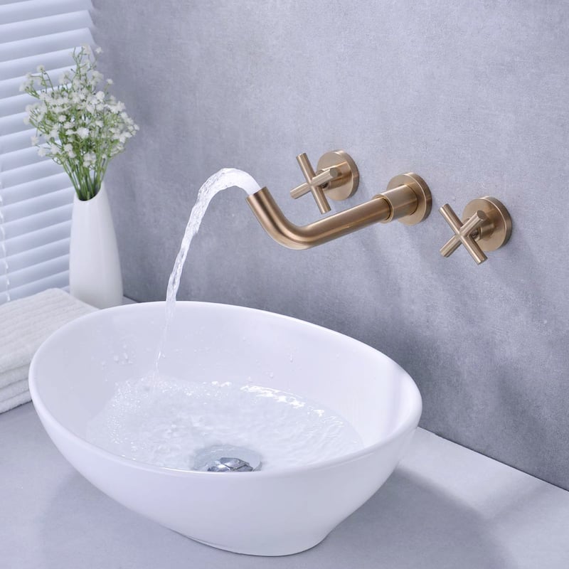 PROOX 360 Rotation Double Handle Wall Mounted Bathroom Faucet