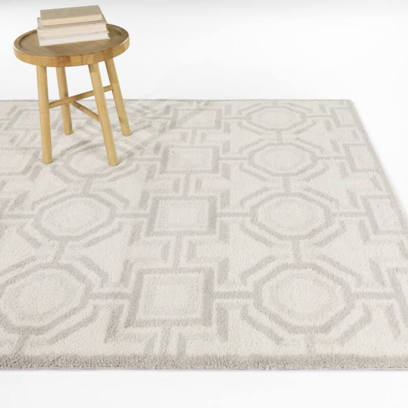 Eos Modern Trellis Area Rug - Grey/Cream - 7'10" x 10'