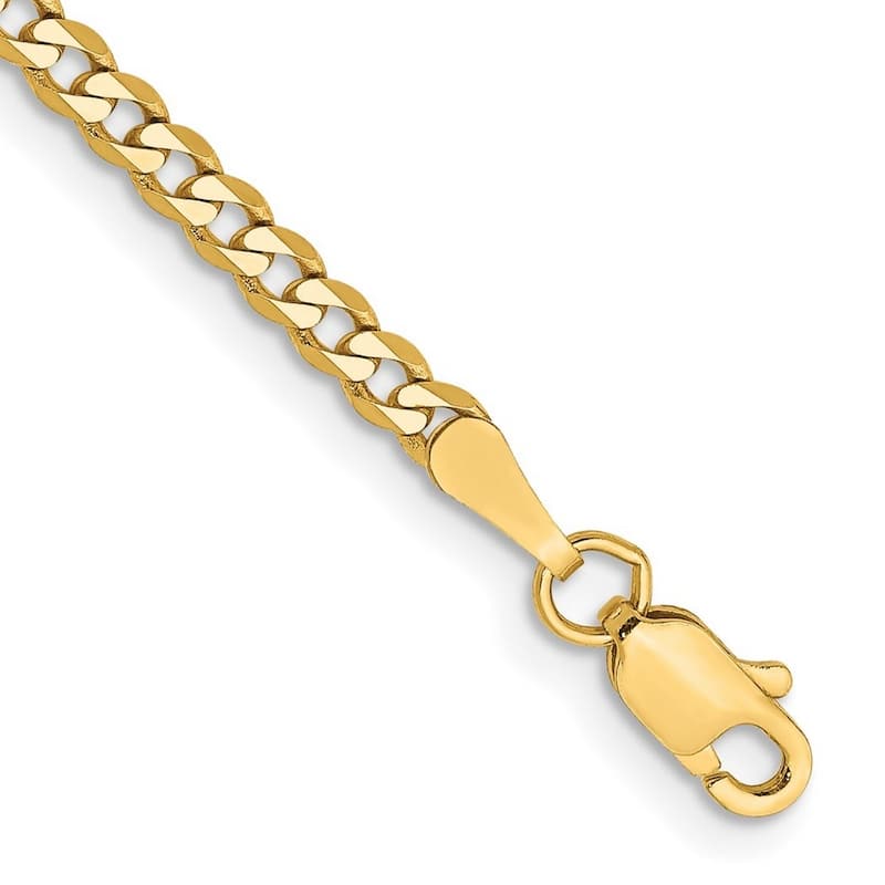 Curata 14k 2.3mm Beveled Curb Chain Bracelet 7 Inch Jewelry Gifts for Women