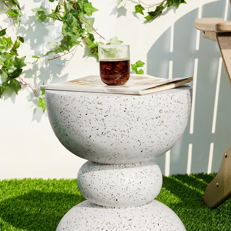 Glitzhome 17"H Multi-functional MGO Garden Stool Outdoor Table