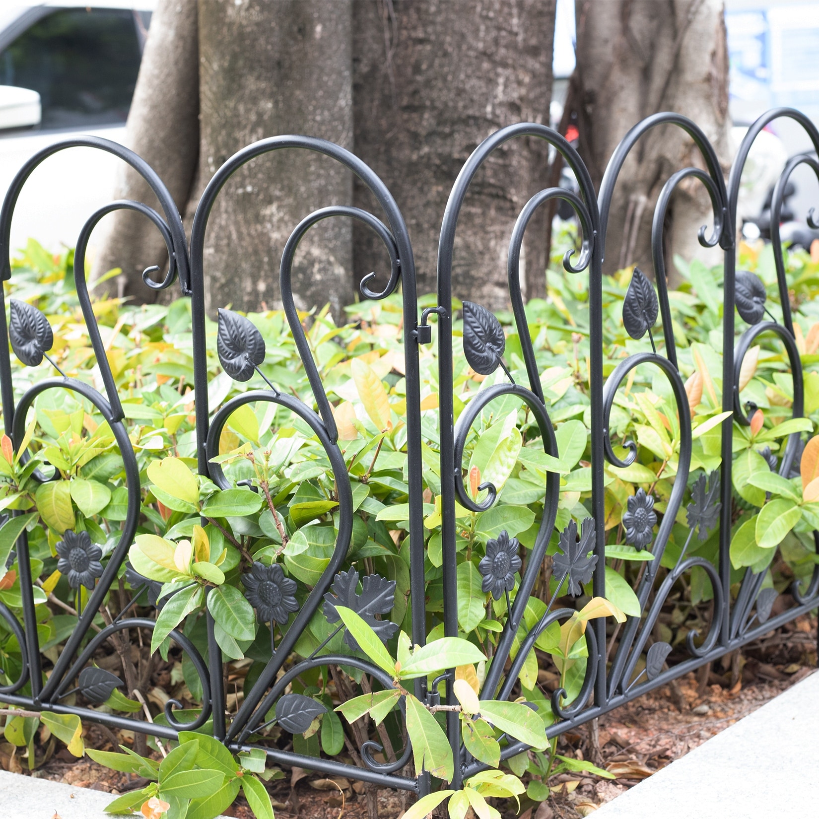 5x Metal Garden Fence Flower Bed Animal Dog Barrier Border Edge White