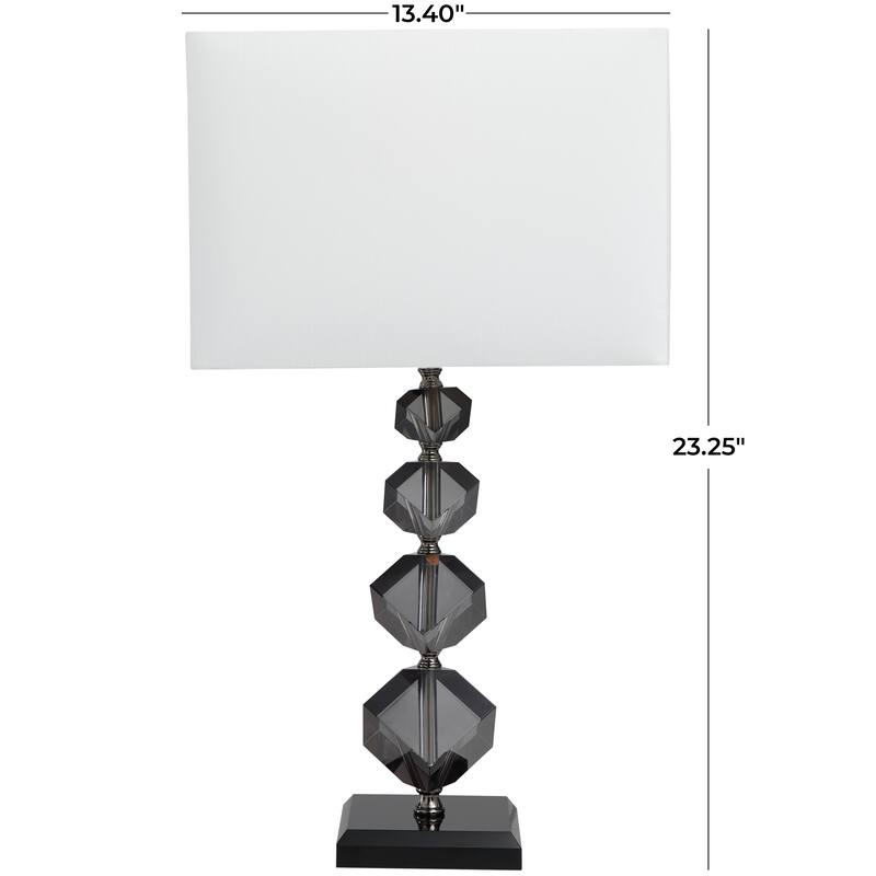 Black Crystal Geometric Diamond Inspired Room Table Lamp with Black Crystal Base