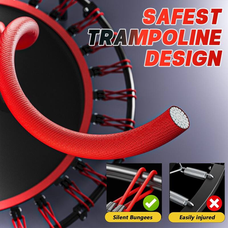 40inch Foldable Trampoline With Handle-Premium-Elastic -Black