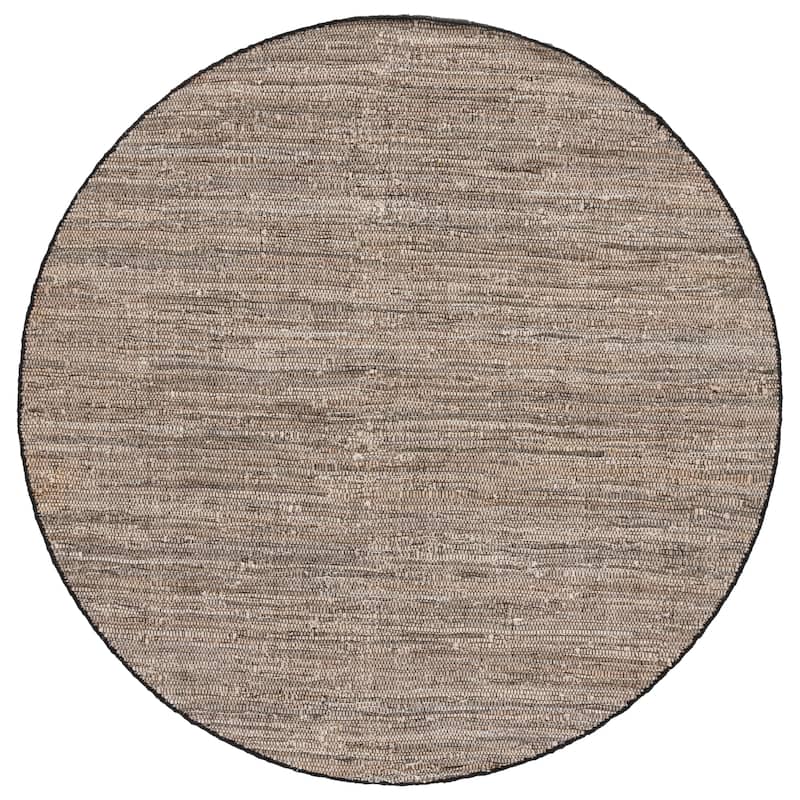 SAFAVIEH Hand-Woven Rag Marnita Roely Modern & Contemporary Cotton - 6' x 6' Round - Beige/Black