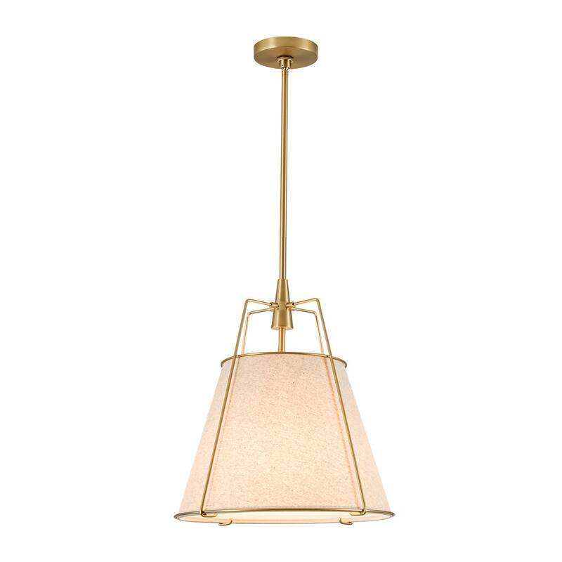 Mid Century 4-Light Conical Ivory Linen Lantern Pendant Ambient Light