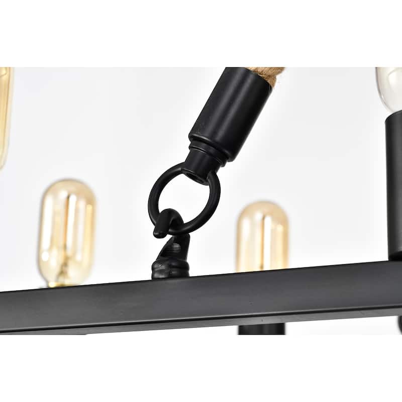 Brann Matte Black 14-Light Linear Kitchen Island Chandelier