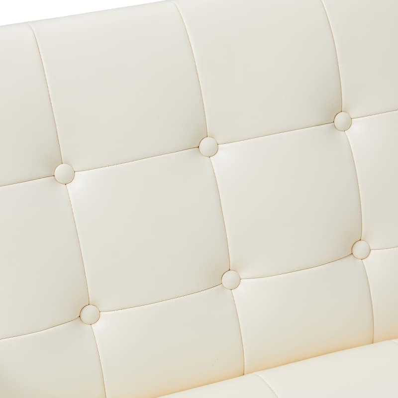 Glitzhome 29.50"W Mid-Century PU Leather Tufted Accent Chair - 29.5"W x 30.5"H x 29.25"D