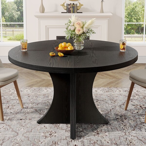47.24 Inch Round Dining Table for 4 6 Black