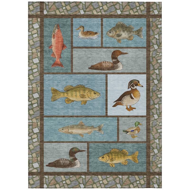 Machine Washable Indoor/ Outdoor Cabin Lodge Chantille Rug