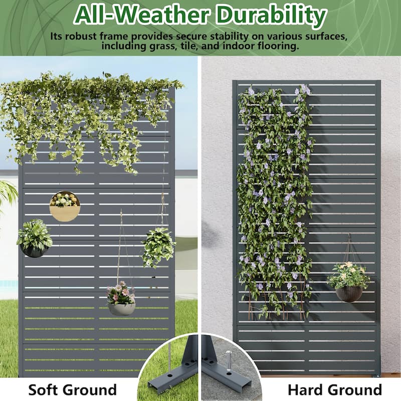 72in Dovelina Outdoor Freestanding Metal Privacy Screen Decorative Garden Fence