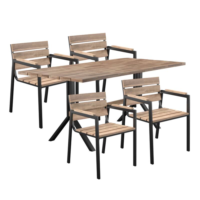 SEI Furniture Contemporary All-Weather Natural Wood Dining Set (Set of 5)