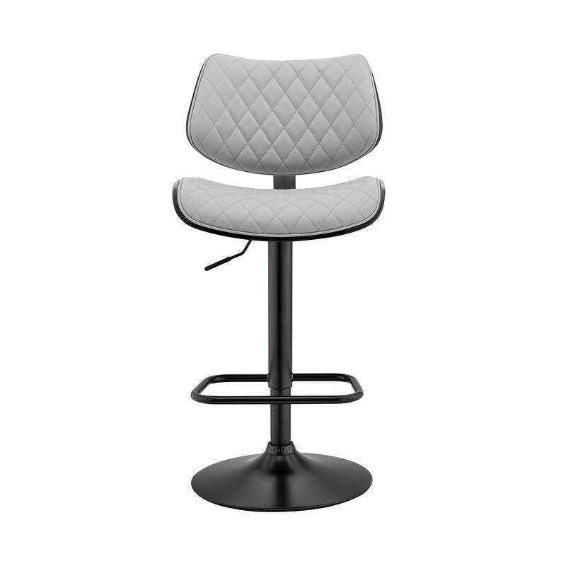 Faux Leather Adjustable Bar Stool with Swivel Seat and Chrome Matte Frame