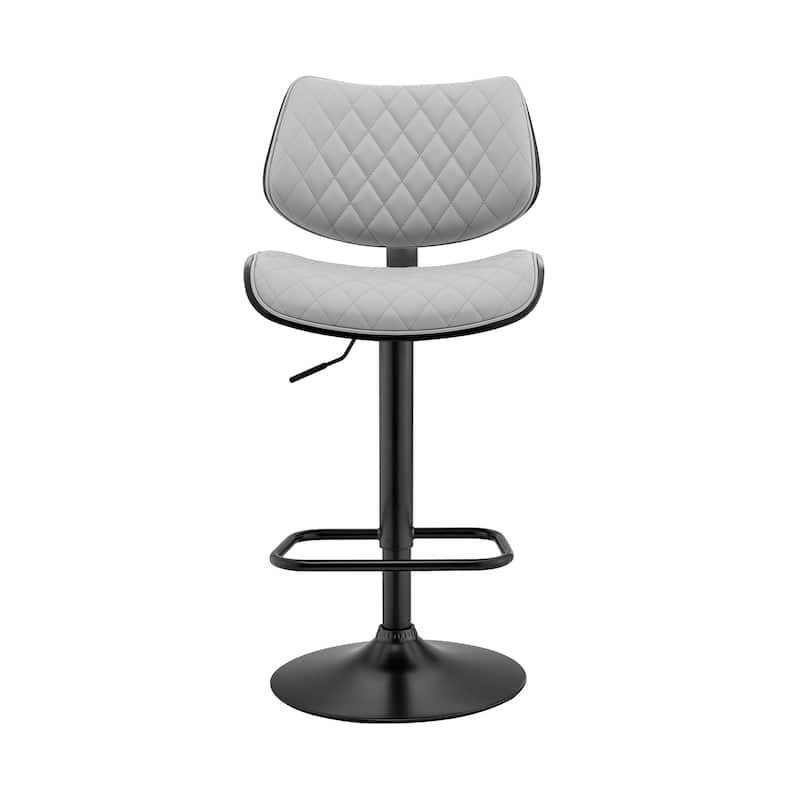 HomeRoots 24" Gray And Black Faux Leather And Iron Swivel Low Back Adjustable Height Bar Chair