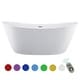 preview thumbnail 1 of 3, 59" x 30" Freestanding Hourglass Soaking Acrylic Lights Bathtub in White with Brushed Nickel Overflow and Drain