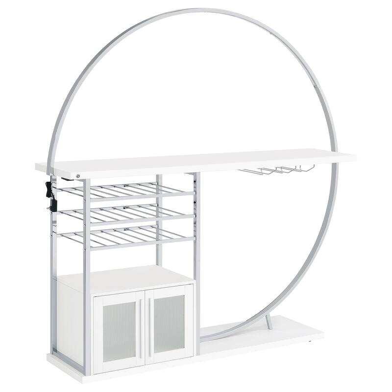 Risley 2-door Circular LED Home Bar with Wine Storage - White