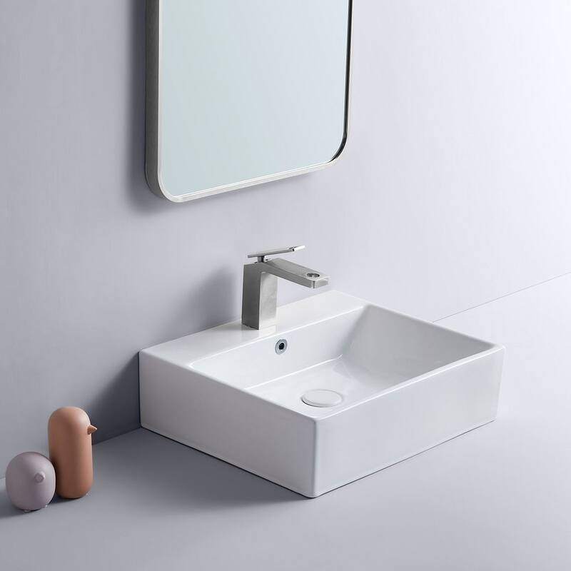 Eridanus Muro 20" x 16" Rectangular Bathroom Vessel Sink with Overflow