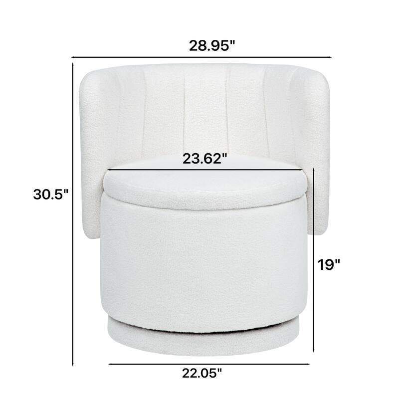 Boucle Swivel Chair with Storage Base