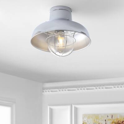 Jobs 13" Metal LED Semi-Flush Mount, Chrome by JONATHAN Y