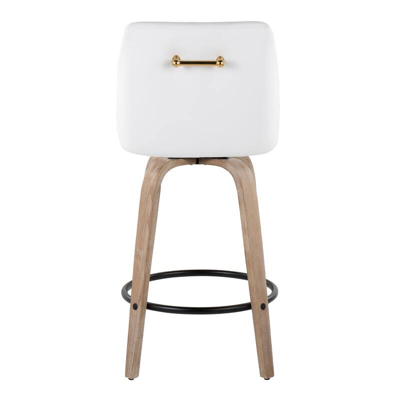 The Gray Barn Hadley 26" Fixed-Height Upholstered Counter Stool with Bent Wood Legs & Round Footrest (Set of 2)