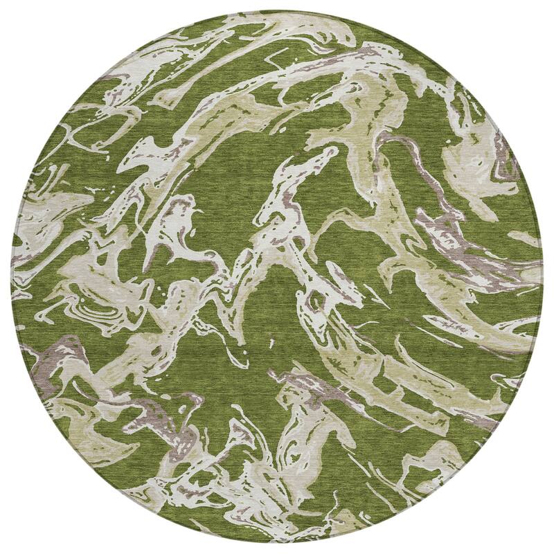 Machine Washable Indoor/ Outdoor Modern Wave Chantille Rug