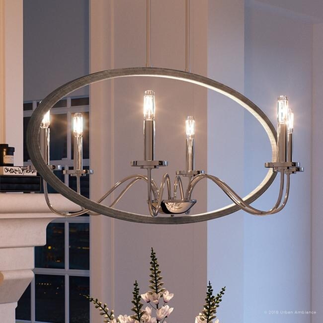 Luxury Modern Farmhouse Chandelier, 15.75"H x 36"W, with English Country Style, Brushed Nickel Finish by Urban Ambiance (60 to 100 Watts - Steel - - Chandeliers For Bedrooms by Overstock.com