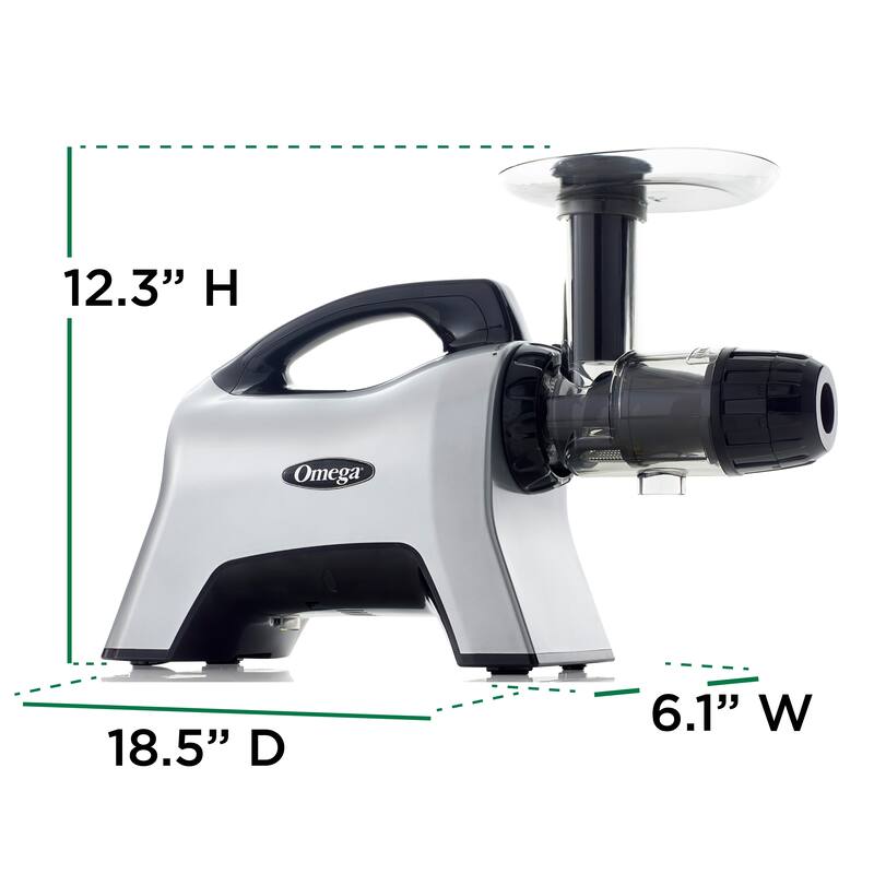 Omega Cold Press Masticating Horizontal Juicer with Nutrition System, 200W Low-Speed 3-Stage Augur
