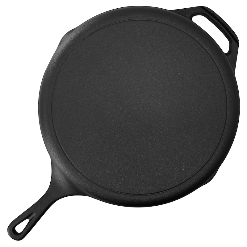 MegaChef 12 Inch Pre-Seasoned Cast Iron Skillet with Cast Iron Lid