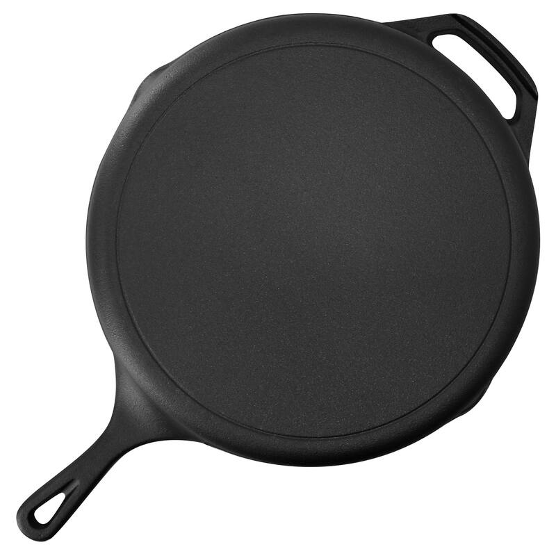 MegaChef 13 Piece Cast Iron Skillet Set with Tempered Glass Lids and Silicone Holders