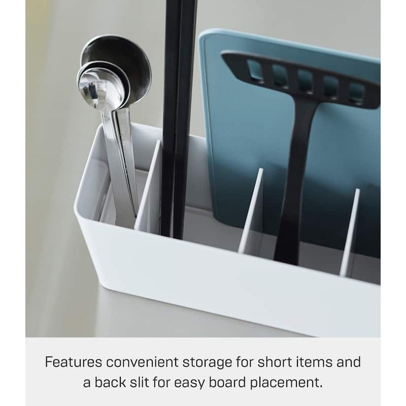 Yamazaki Home Utensil and Thin Cutting Board Holder, Steel, Utensil Holder - L 2.68 x W 11.81 x H 5.63 inches