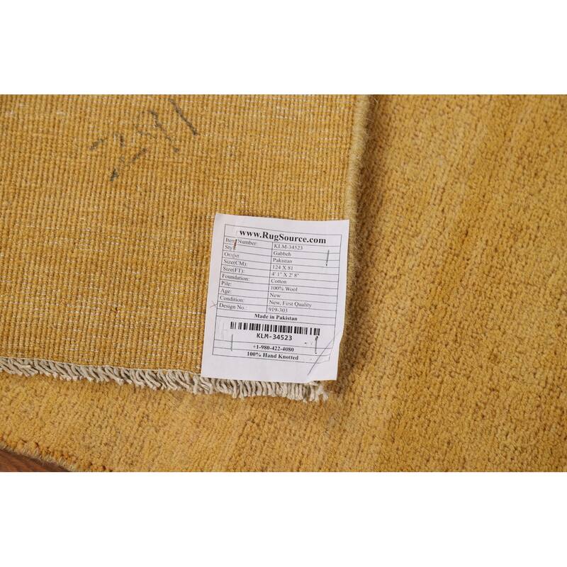 Gabbeh Modern Foyer Rug Hand-Knotted Contemporary Wool Carpet - 2'8"x 4'1"