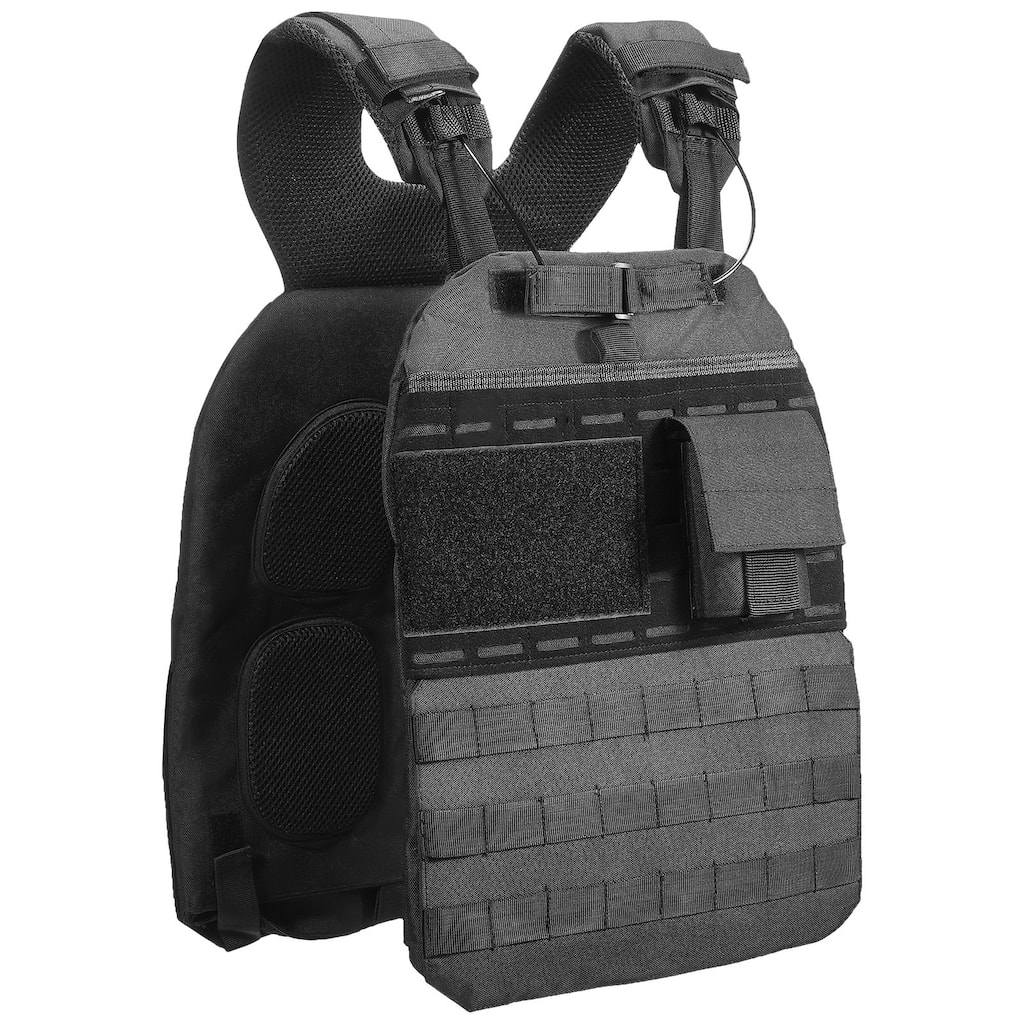Black Nylon Adjustable Weighted Vest with Pocket, Up to 40 lbs Capacity - 40 lbs