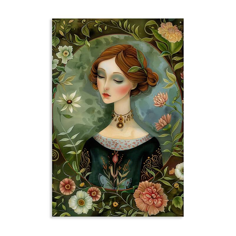 Stupell Floral Edged Victorian Woman Canvas Wall Art Design By The Dutch Lady - 30 x 45