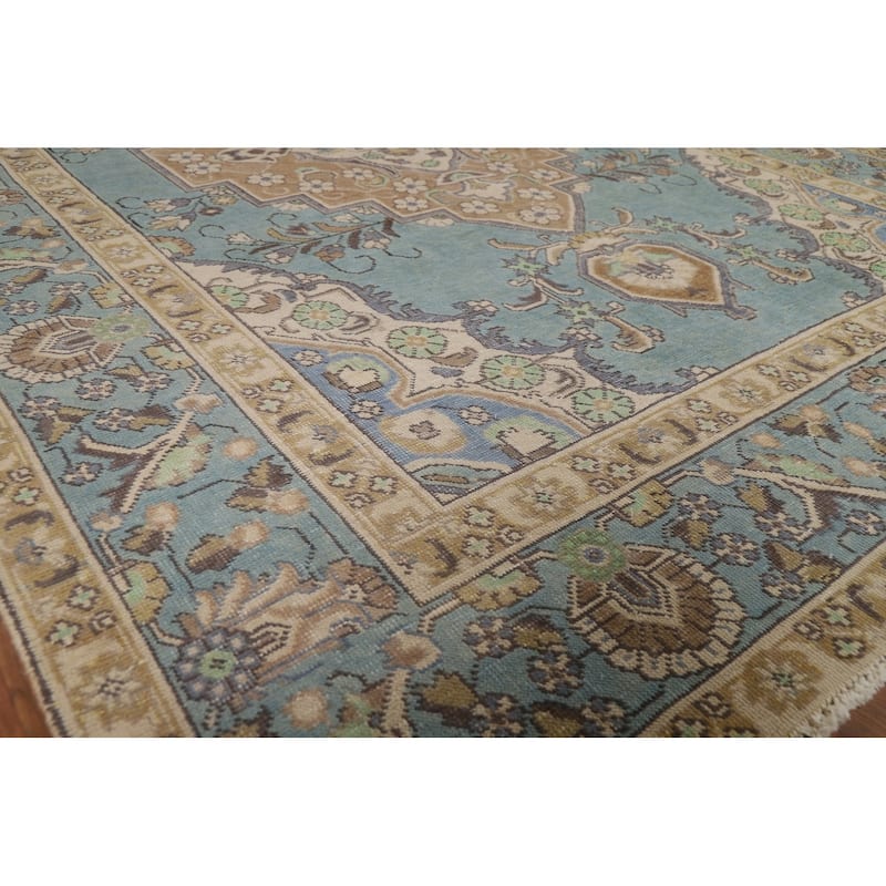 Geometric / Floral Tabriz Persian Area Rug Hand-Knotted Wool Carpet - 6'7"x 9'9"