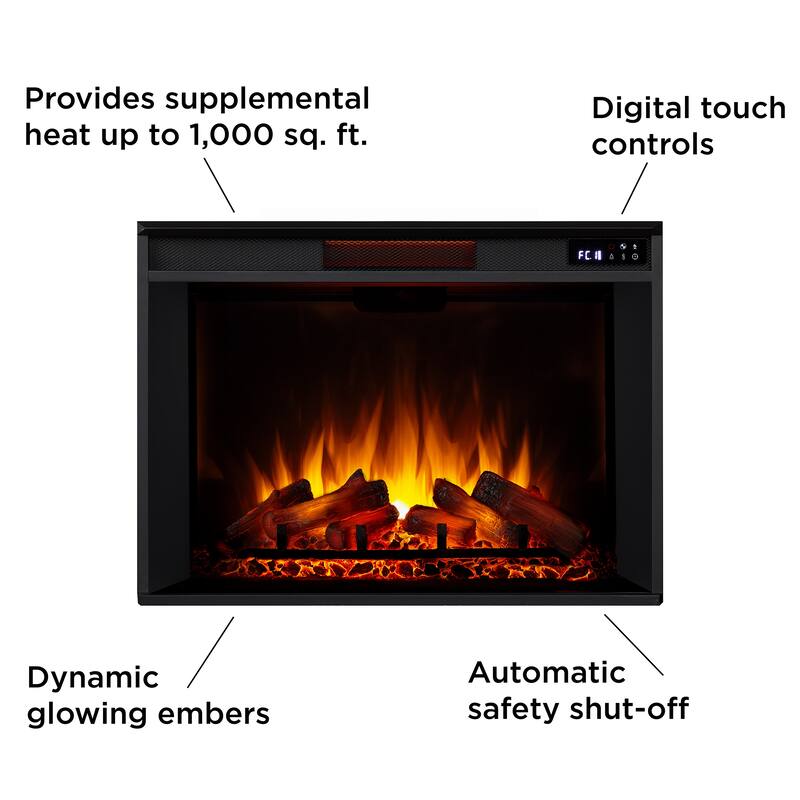 Manus 64" Grand Electric Fireplace in White by Real Flame - 64" L x 15.5" W x 47.75" H