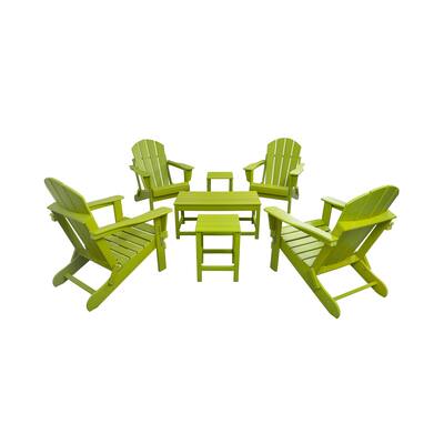 Laguna 7-Piece Adirondack Folding Chairs with Side Tables and Coffee Table Set
