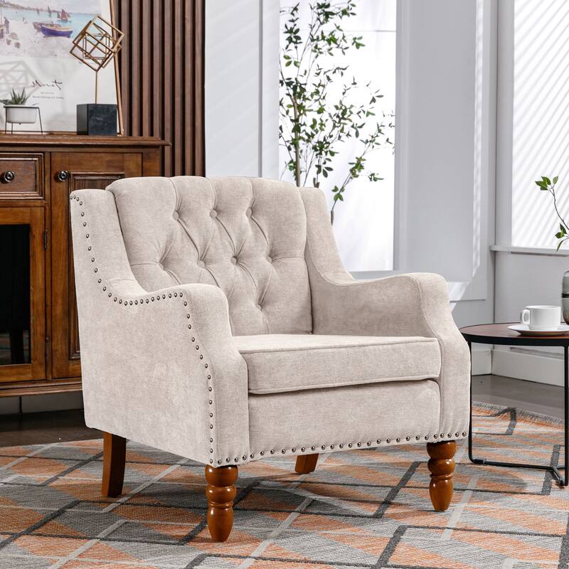 Ailsa Button-Tufted Upholstered Accent Chair by GDFStudio - 25.90"L x24.80"W x 29.50"H